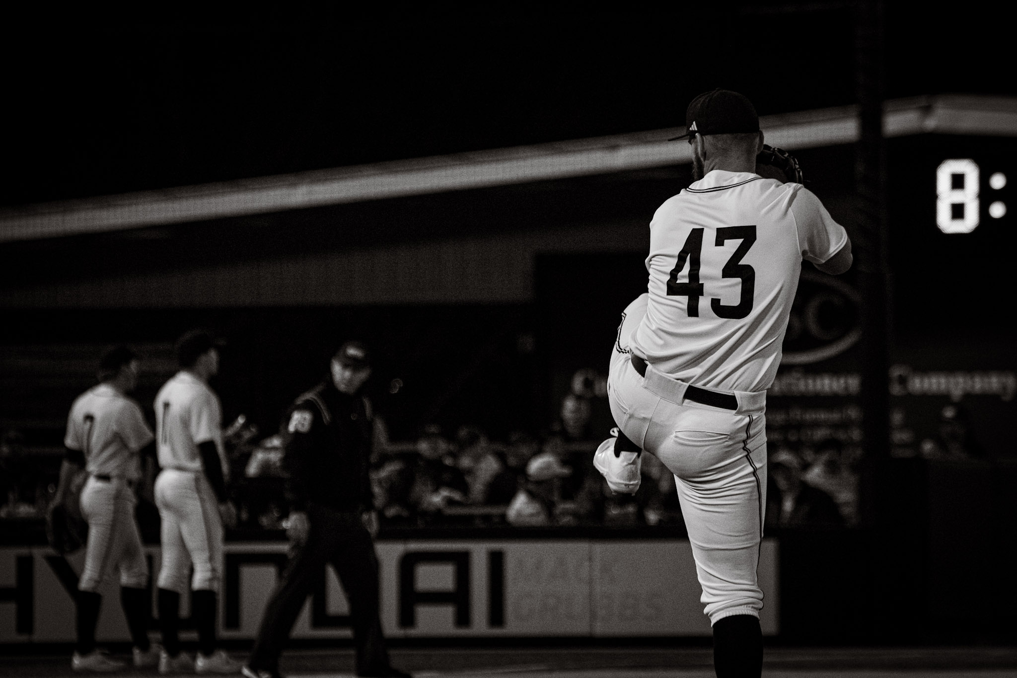 Pitcher #43 walking